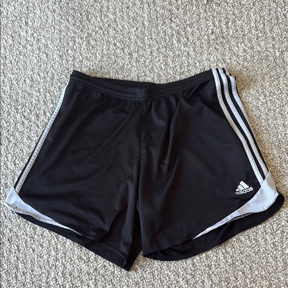 Adidas Black and White Athletic Shorts Moisture-Wicking